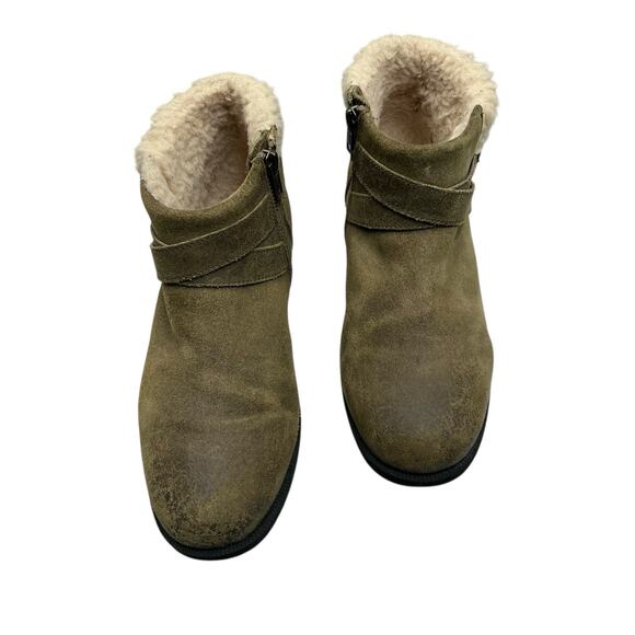 UGG Josefene Ankle Boots Strappy Distressed Suede Khaki Green 1130527 Size 9.5 - Picture 2 of 14